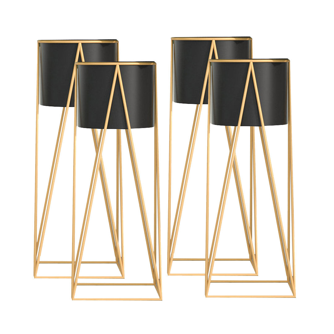 SOGA 4X 70cm Gold Metal Plant Stand with Black Flower Pot Holder Corner Shelving Rack Indoor Display-Indoor Pots, Planters and Plant Stands-PEROZ Accessories