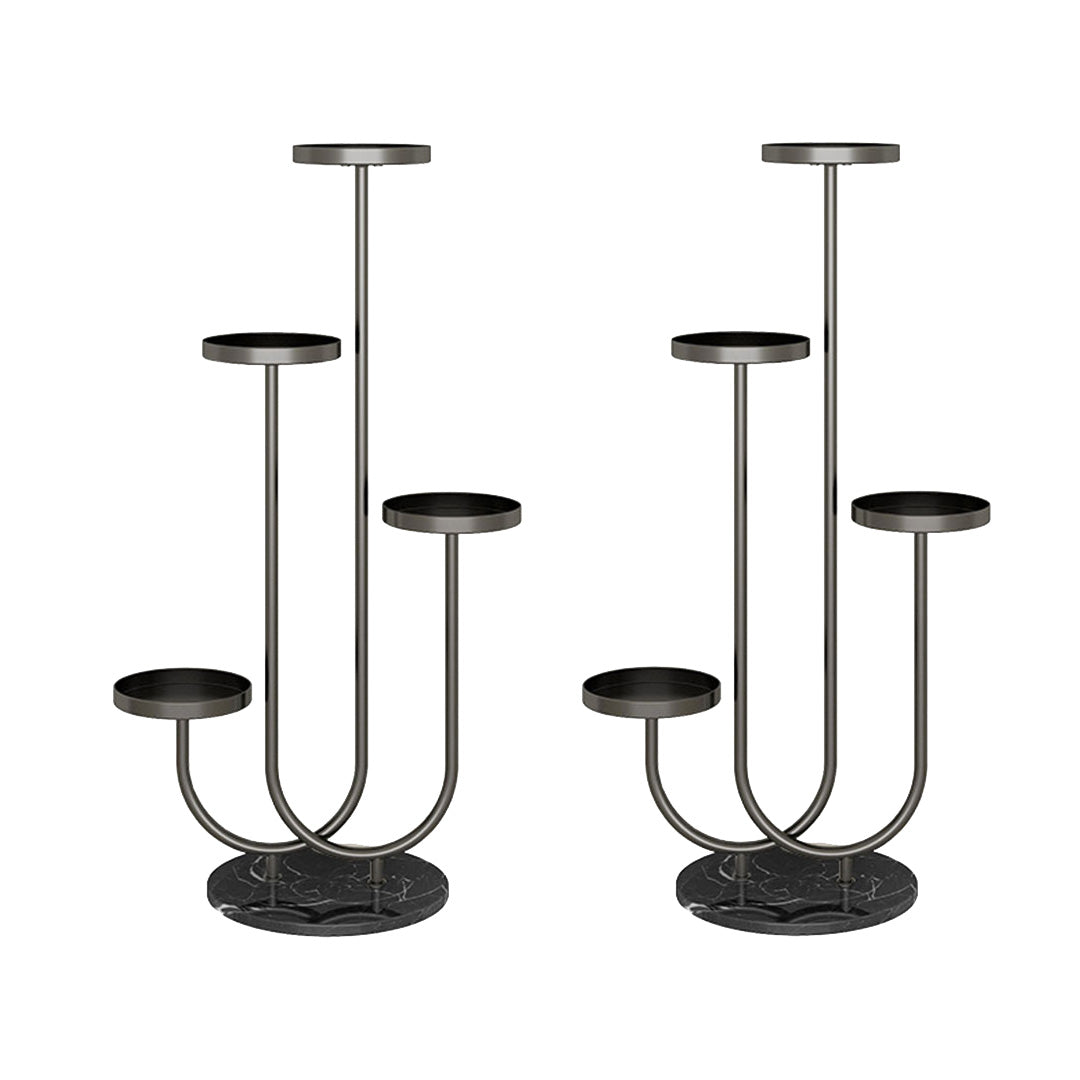 SOGA 2X U Shaped Plant Stand Round Flower Pot Tray Living Room Balcony Display Black Metal Decorative Shelf-Indoor Pots, Planters and Plant Stands-PEROZ Accessories