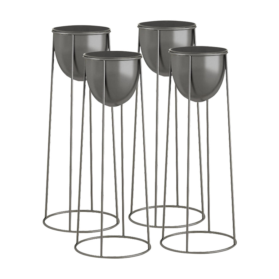 SOGA 4X 70cm Round Wire Metal Flower Pot Stand with Black Flowerpot Holder Rack Display-Indoor Pots, Planters and Plant Stands-PEROZ Accessories