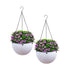SOGA 2X White Medium Hanging Resin Flower Pot Self Watering Basket Planter Indoor Outdoor Garden Decor-Indoor Pots, Planters and Plant Stands-PEROZ Accessories