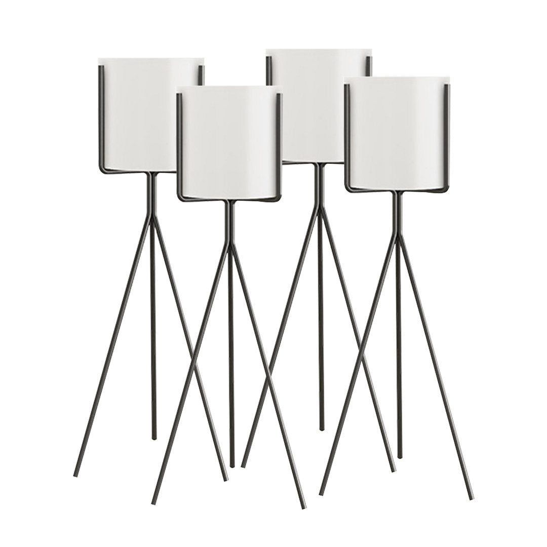 SOGA 4X 80cm Tripod Flower Pot Plant Stand with White Flowerpot Holder Rack Indoor Display-Indoor Pots, Planters and Plant Stands-PEROZ Accessories
