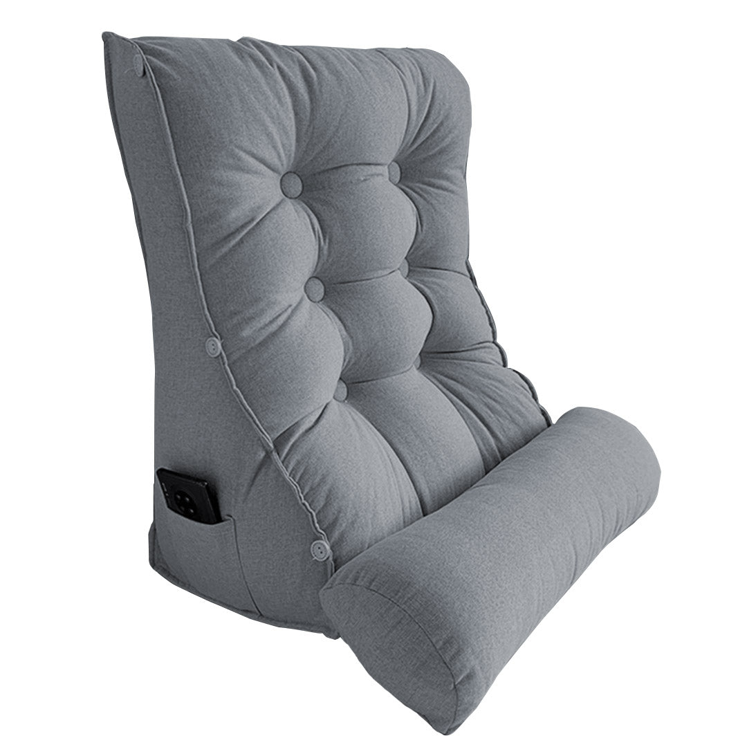 SOGA 45cm SilverTriangular Wedge Lumbar Pillow Headboard Backrest Sofa Bed Cushion Home Decor-Headboard Pillow-PEROZ Accessories