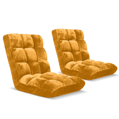 SOGA 2X Floor Recliner Folding Lounge Sofa Futon Couch Folding Chair Cushion Apricot-Recliner Chair-PEROZ Accessories