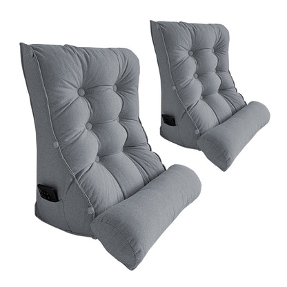 SOGA 2X 60cm Silver Triangular Wedge Lumbar Pillow Headboard Backrest Sofa Bed Cushion Home Decor-Headboard Pillow-PEROZ Accessories