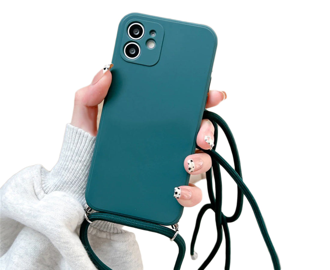 Anymob Xiaomi Phone Case Blue Green Crossbody Lanyard Soft Silicon For Mi 11T Pro 11 Lite Redmi Note 10 9 Pro Max 10S 9T Mi POCO X3 Compatible-Mobile Phone Cases-PEROZ Accessories