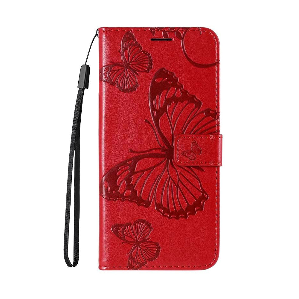 Anymob Samsung Case Red Butterfly Luxury Wallet Phone Flip Leather Cover With Card Slot Protection-Mobile Phone Cases-PEROZ Accessories