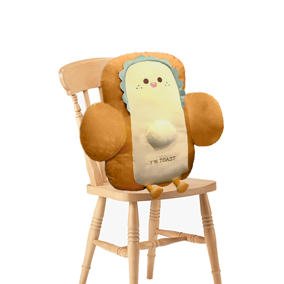 SOGA 58cm Smiley Face Toast Bread Cushion Stuffed Car Seat Plush Cartoon Back Support Pillow Home Decor-Chair &amp; Sofa Cushions-PEROZ Accessories