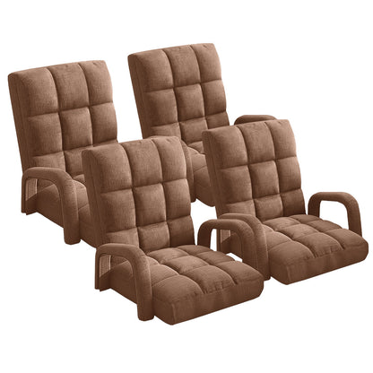SOGA 4X Foldable Lounge Cushion Adjustable Floor Lazy Recliner Chair with Armrest Coffee-PEROZ Accessories