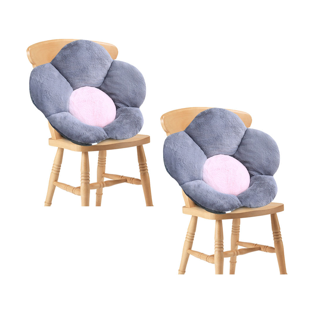 SOGA 2X Dark Gray Whimsical Big Flower Shape Cushion Soft Leaning Bedside Pad Floor Plush Pillow Home Decor-Chair & Sofa Cushions-PEROZ Accessories