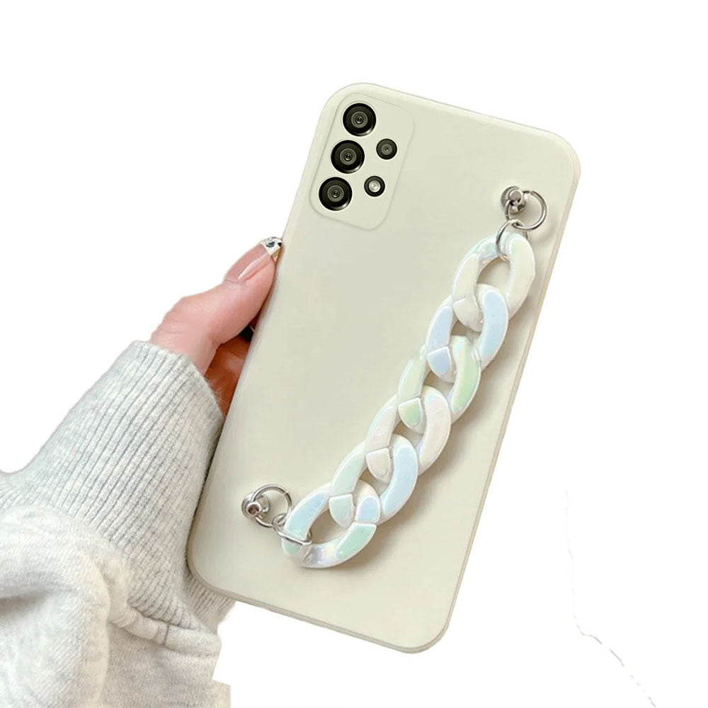 Anymob Samsung Mobile Marble Bracelet Phone Case in Plain White Case Design For S10 S20 S21 S22 Plus Ultra FE Note With Wrist Strap Silicone Cover-Mobile Phone Cases-PEROZ Accessories