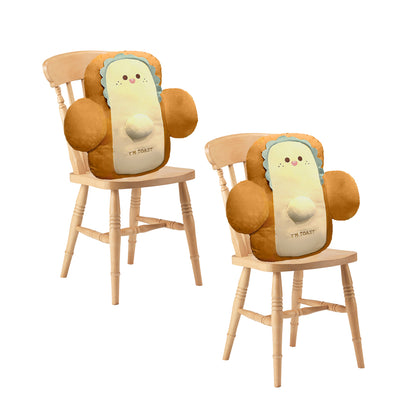 SOGA 2X 48cm Cute Face Toast Bread Cushion Stuffed Car Seat Plush Cartoon Back Support Pillow Home Decor-Chair &amp; Sofa Cushions-PEROZ Accessories