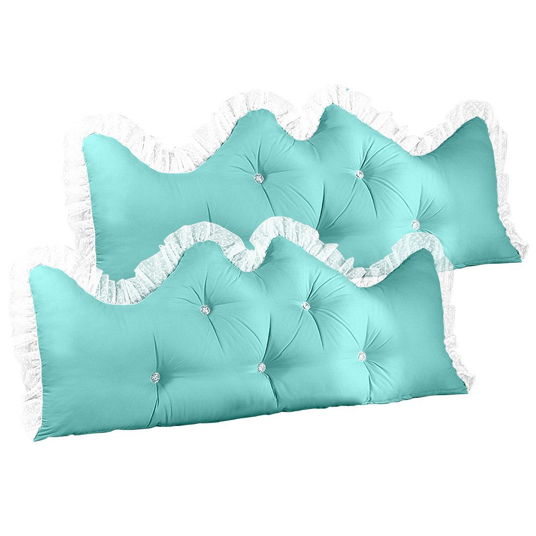 SOGA 2X 120cm Light Blue Princess Bed Pillow Headboard Backrest Bedside Tatami Sofa Cushion with Ruffle Lace Home Decor-Headboard Pillow-PEROZ Accessories