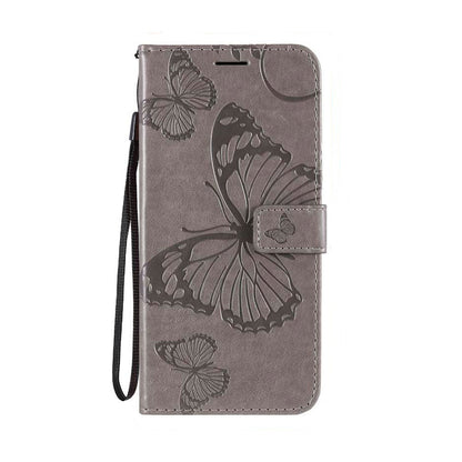 Anymob Samsung Case Gray 3D Butterfly Flip Leather Phone Magnetic Wallet Stand Cover With Card Slot-Mobile Phone Cases-PEROZ Accessories
