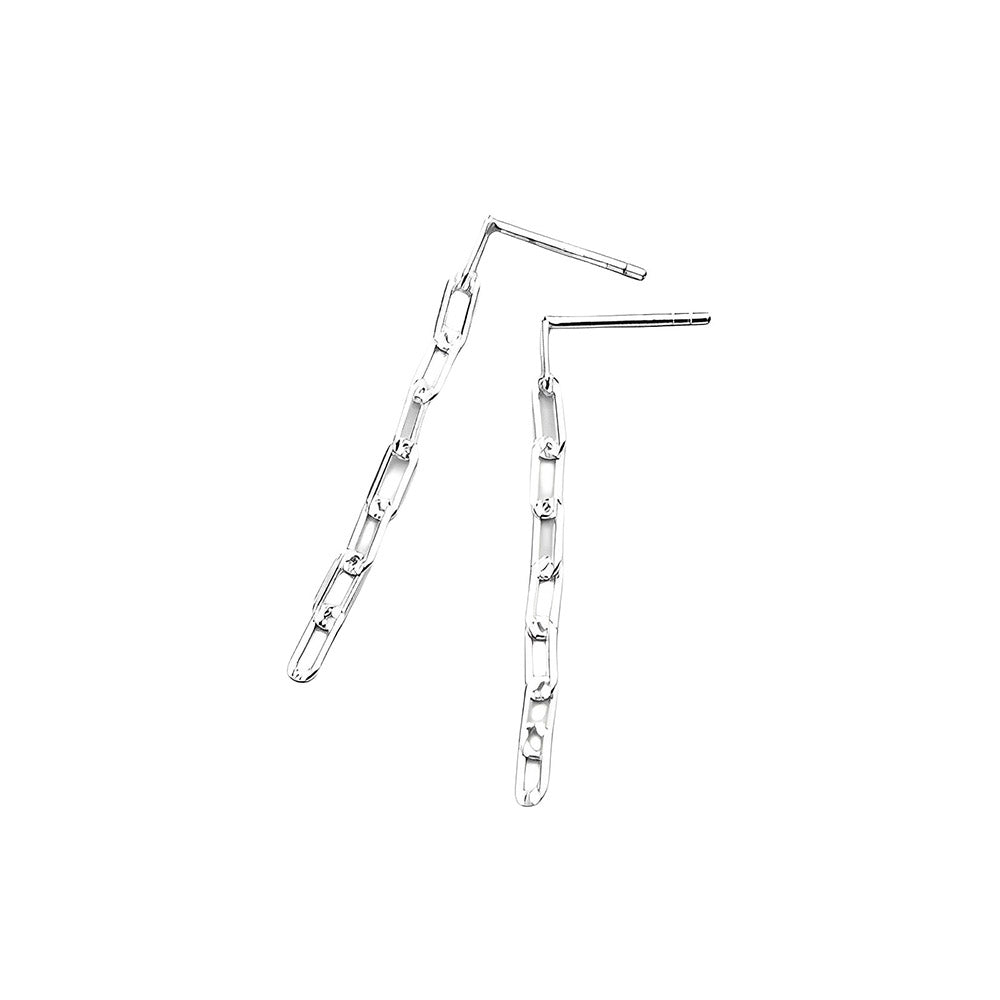 Anyco Fashion Earrings Sterling Silver Cuban Link Chain Dangle Long Stud for Women Gothic Bohemian Jewelry Accessories-Earrings-PEROZ Accessories