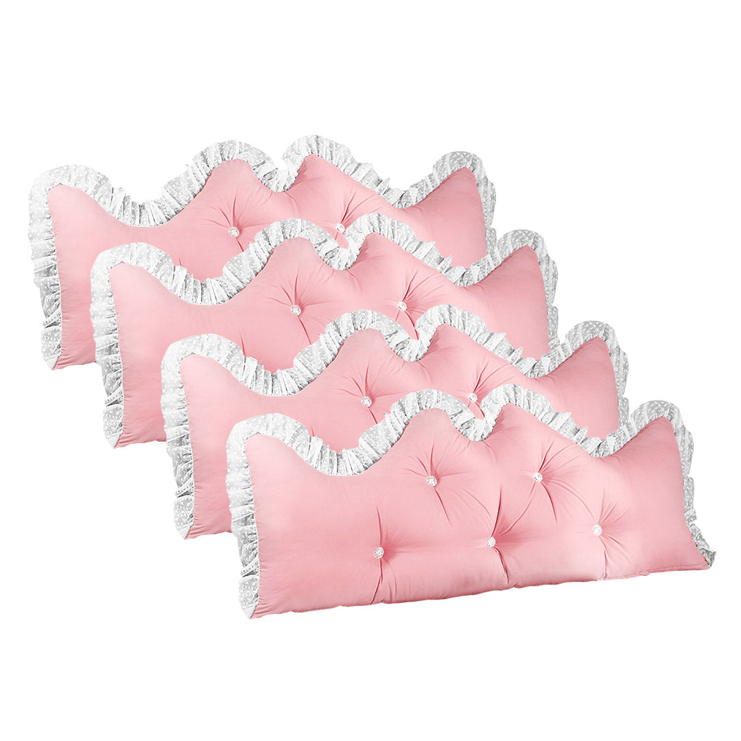 SOGA 4X 120cm Pink Princess Bed Pillow Headboard Backrest Bedside Tatami Sofa Cushion with Ruffle Lace Home Decor-Headboard Pillow-PEROZ Accessories