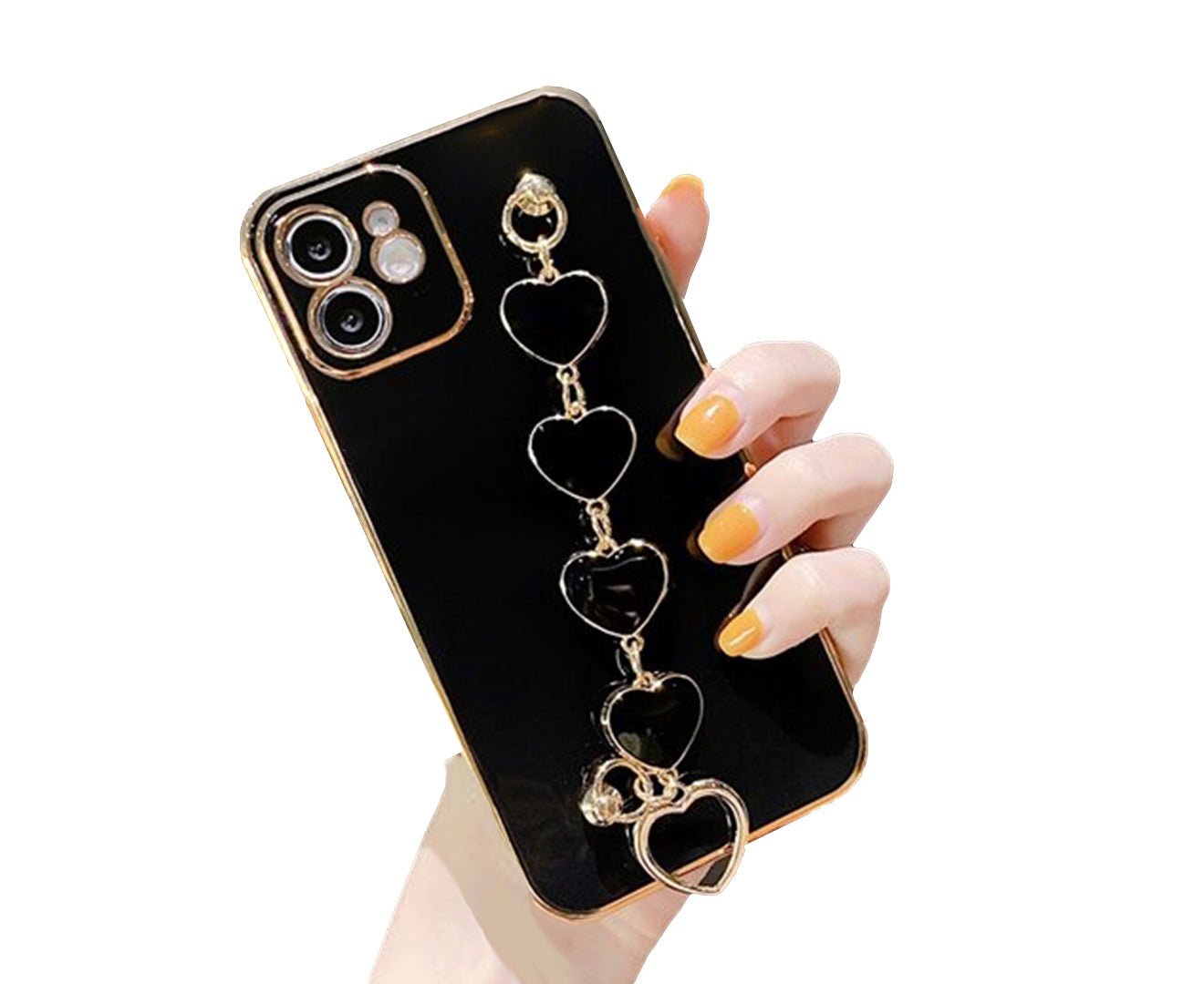 Anymob iPhone Case Black Heart Bracelet Colorful Electroplating Silicone Mobile Cover iPhone 13 11 12 Pro Max X XR XS Max Compatible-Mobile Phone Cases-PEROZ Accessories