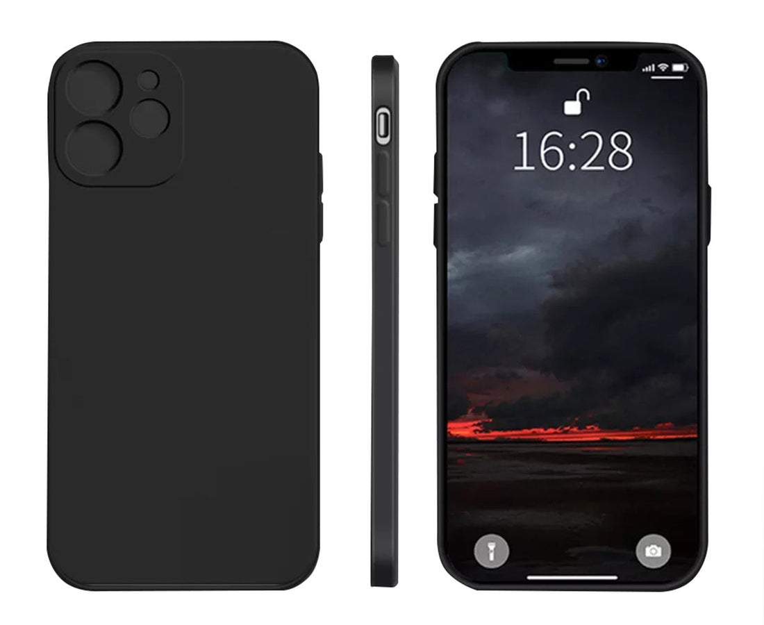 Anymob iPhone Black Fashion Square Silicone Phone Case For IOS Full Lens Protection Cover iPhone Compatible-Mobile Phone Cases-PEROZ Accessories
