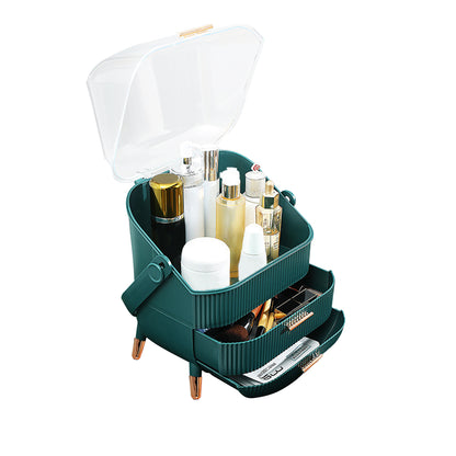 SOGA 29cm Green Countertop Makeup Cosmetic Storage Organiser Skincare Holder Jewelry Storage Box with Handle-Makeup Organisers-PEROZ Accessories