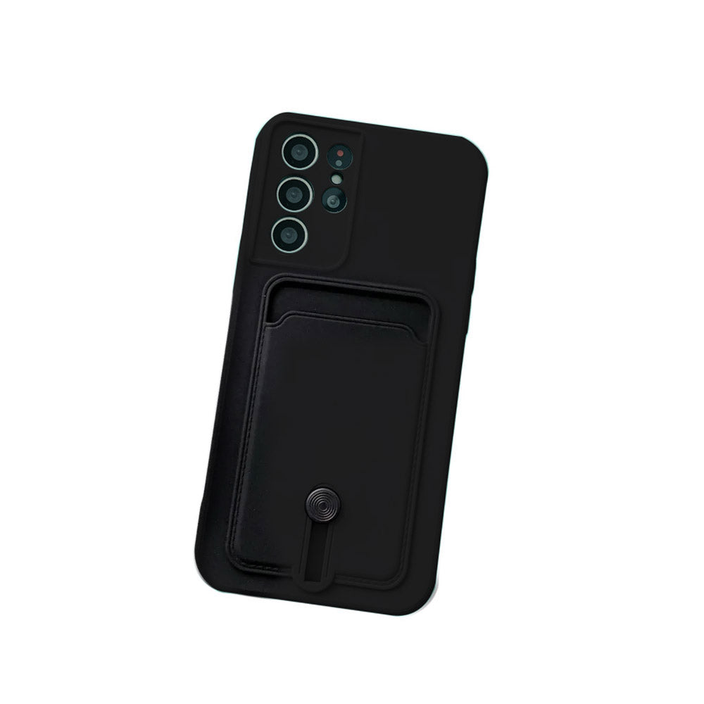 Anymob Samsung Black Phone Case Soft Silicone Card Slots Cover-Mobile Phone Cases-PEROZ Accessories