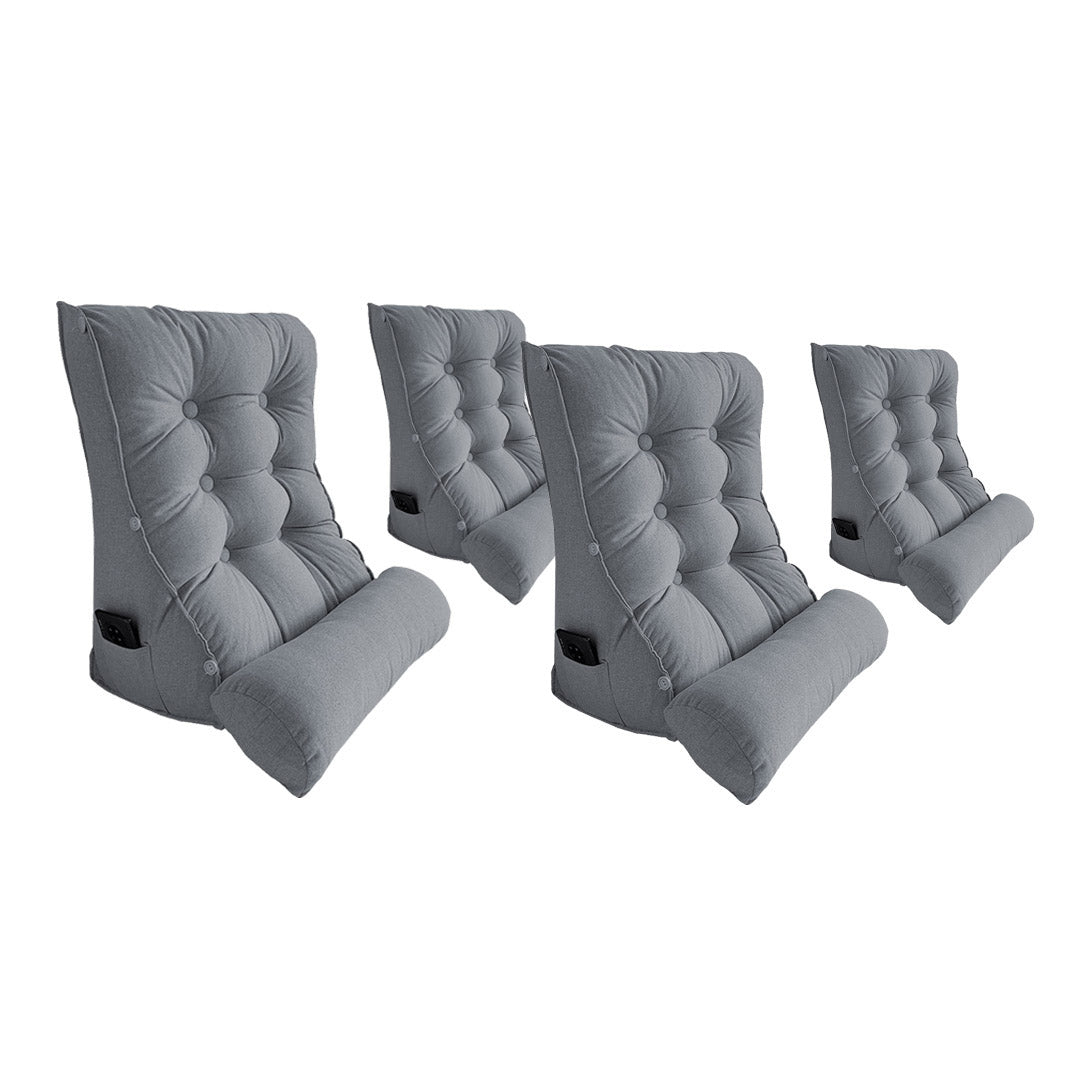 SOGA 4X 60cm Silver Triangular Wedge Lumbar Pillow Headboard Backrest Sofa Bed Cushion Home Decor-Headboard Pillow-PEROZ Accessories