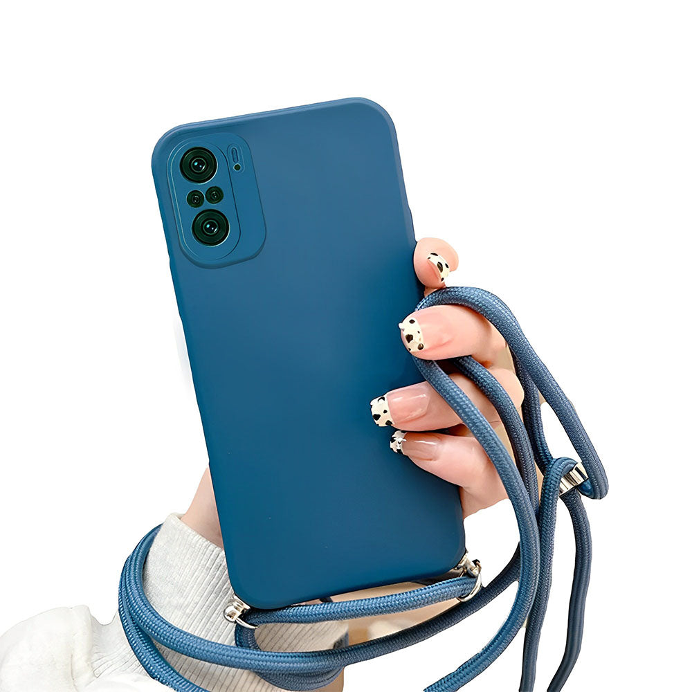 Anymob Xiaomi Phone Case Dark Blue Crossbody Lanyard Soft Silicon For Mi 11T Pro 11 Lite Redmi Note 10 9 Pro Max 10S 9T Mi POCO X3 Compatible-Mobile Phone Cases-PEROZ Accessories