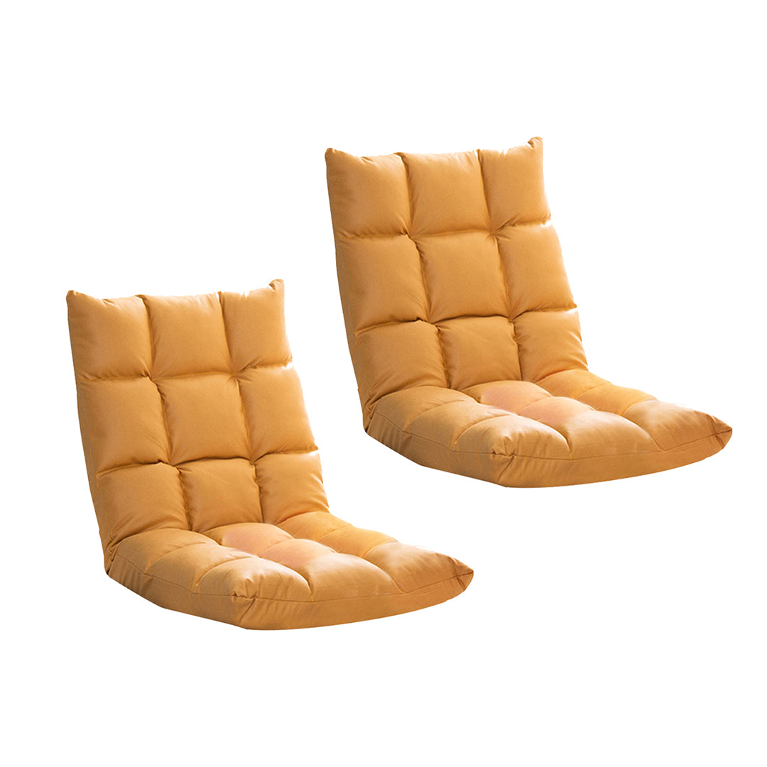 SOGA 2X Yellow Lounge Floor Recliner Adjustable Gaming Sofa Bed Foldable Indoor Outdoor Backrest Seat Home Office Decor-Recliner Chair-PEROZ Accessories