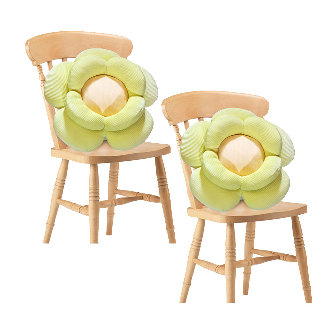 SOGA 2X Green Double Flower Shape Cushion Soft Bedside Floor Plush Pillow Home Decor-Chair &amp; Sofa Cushions-PEROZ Accessories