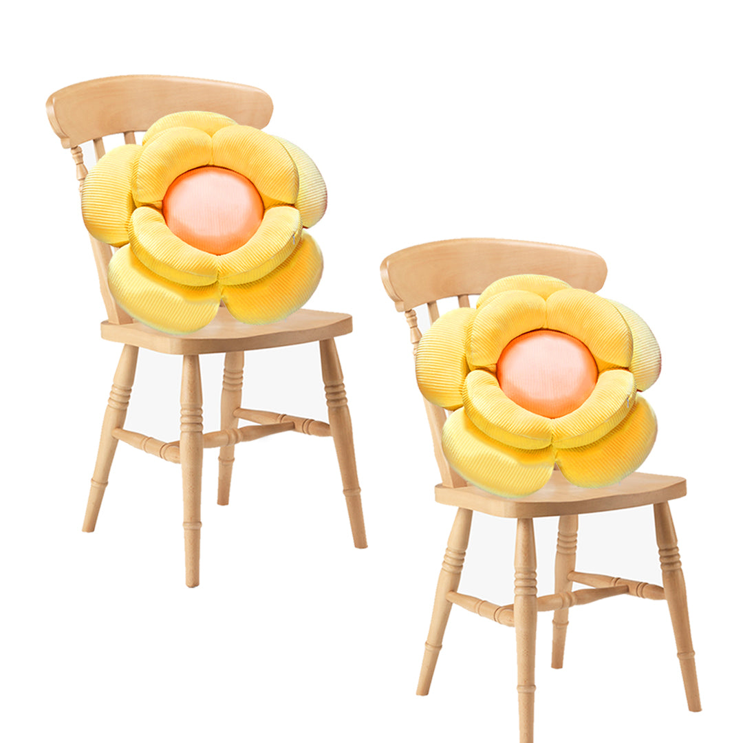 SOGA 2X Yellow Double Flower Shape Cushion Soft Bedside Floor Plush Pillow Home Decor-Chair &amp; Sofa Cushions-PEROZ Accessories