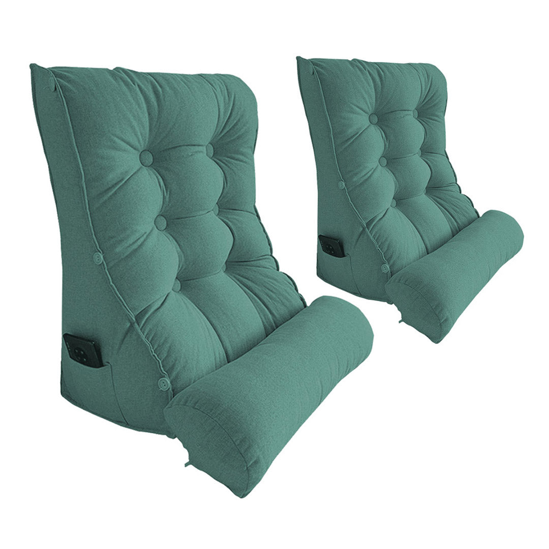 SOGA 2X 60cm Green Triangular Wedge Lumbar Pillow Headboard Backrest Sofa Bed Cushion Home Decor-Headboard Pillow-PEROZ Accessories