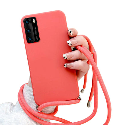 Anymob Huawei Phone Case Red Necklace Crossbody Cord Rope Silicone For P30 P40 Lite P50 P20 Pro Mate 20 30 P Smart 2021-Mobile Phone Cases-PEROZ Accessories