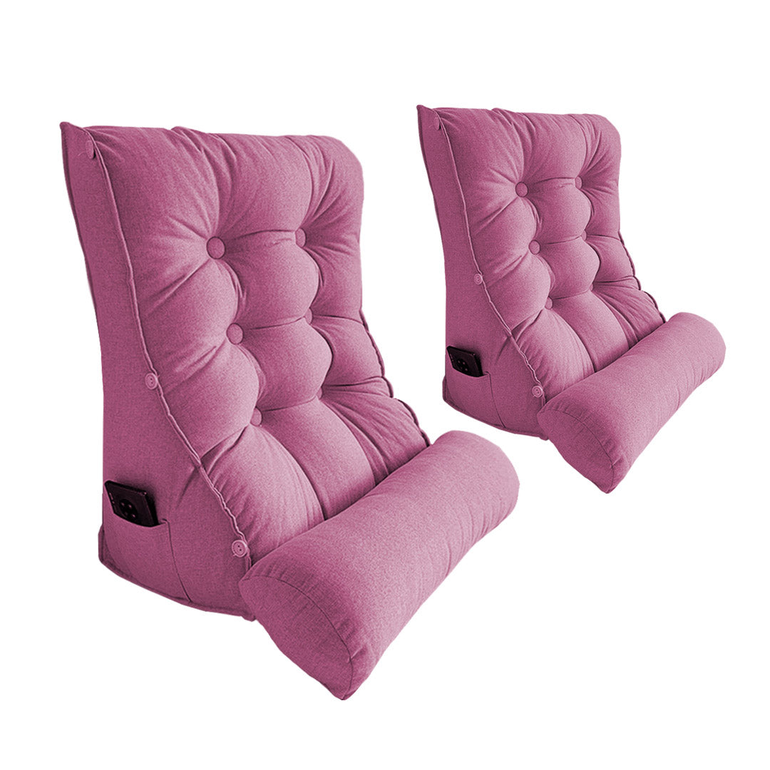 SOGA 2X 45cm Magenta Triangular Wedge Lumbar Pillow Headboard Backrest Sofa Bed Cushion Home Decor-Headboard Pillow-PEROZ Accessories