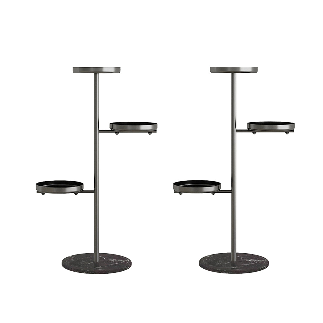 SOGA 2X 3 Tier Black Round Plant Stand Flowerpot Tray Display Living Room Balcony Metal Decorative Shelf-Indoor Pots, Planters and Plant Stands-PEROZ Accessories