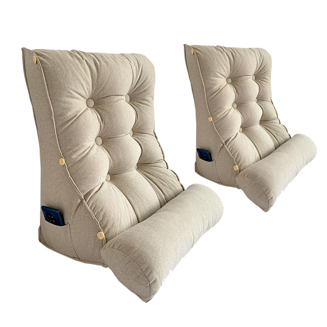 SOGA 2X 45cm White Triangular Wedge Lumbar Pillow Headboard Backrest Sofa Bed Cushion Home Decor-Headboard Pillow-PEROZ Accessories