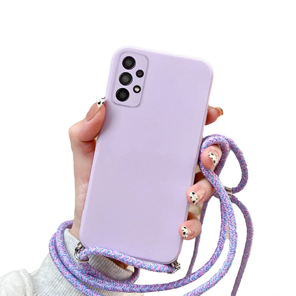 Anymob Samsung Galaxy Phone Case Lavender Crossbody Lanyard- A10 51 71 22 32 325F 326B 24 52 52S 72 10S 20S 30S 21S 13 33 53 73-Mobile Phone Cases-PEROZ Accessories