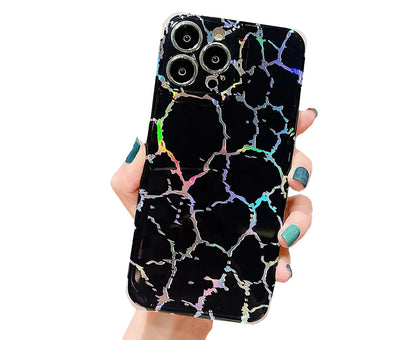 Anymob iPhone Case Black Laser Marble Shockproof Firm Flex Mobile Cover For iPhone 13 12 11 Pro Max Compatible-Mobile Phone Cases-PEROZ Accessories