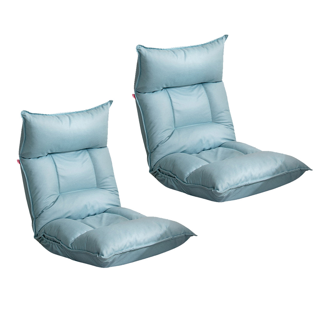 SOGA 2X Blue Lounge Recliner Lazy Sofa Bed Tatami Cushion Collapsible Backrest Seat Home Office Decor-Recliner Chair-PEROZ Accessories