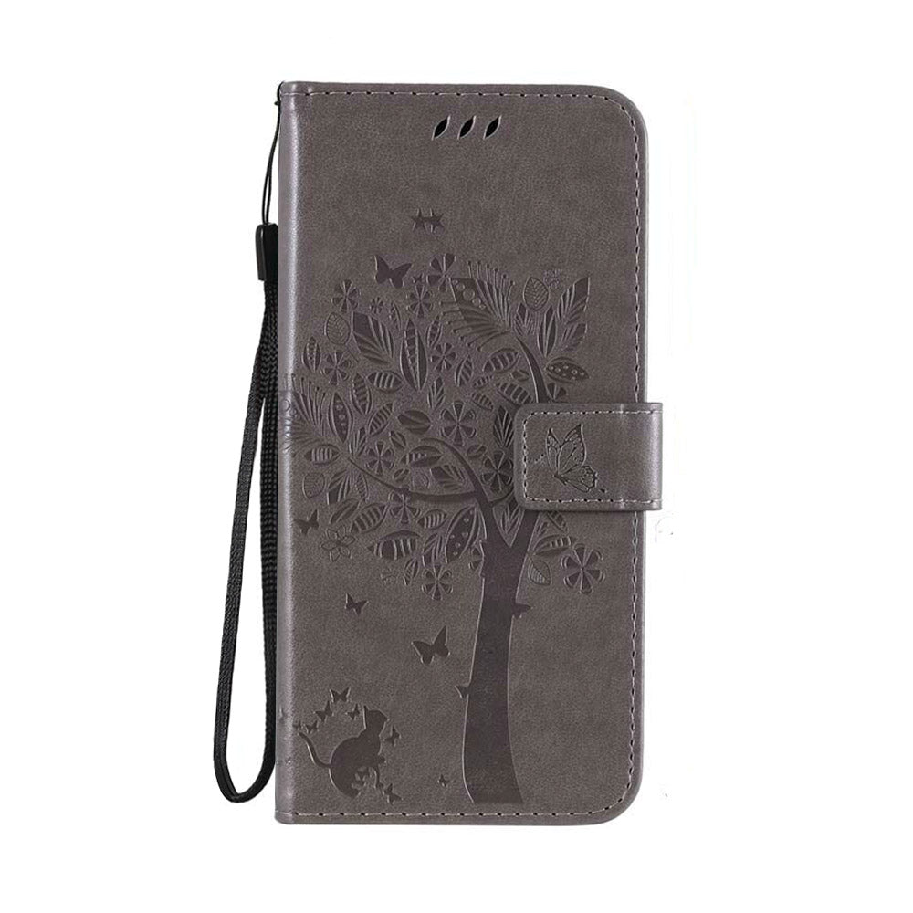 Anymob Samsung Case Gray 3D Tree Flip Leather Phone Magnetic Wallet Stand Cover With Card Slot-Mobile Phone Cases-PEROZ Accessories