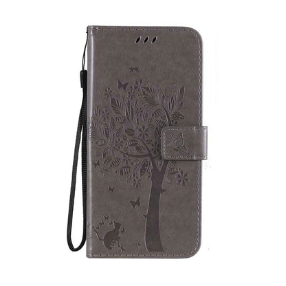 Anymob Samsung Case Gray 3D Tree Flip Leather Phone Magnetic Wallet Stand Cover With Card Slot-Mobile Phone Cases-PEROZ Accessories