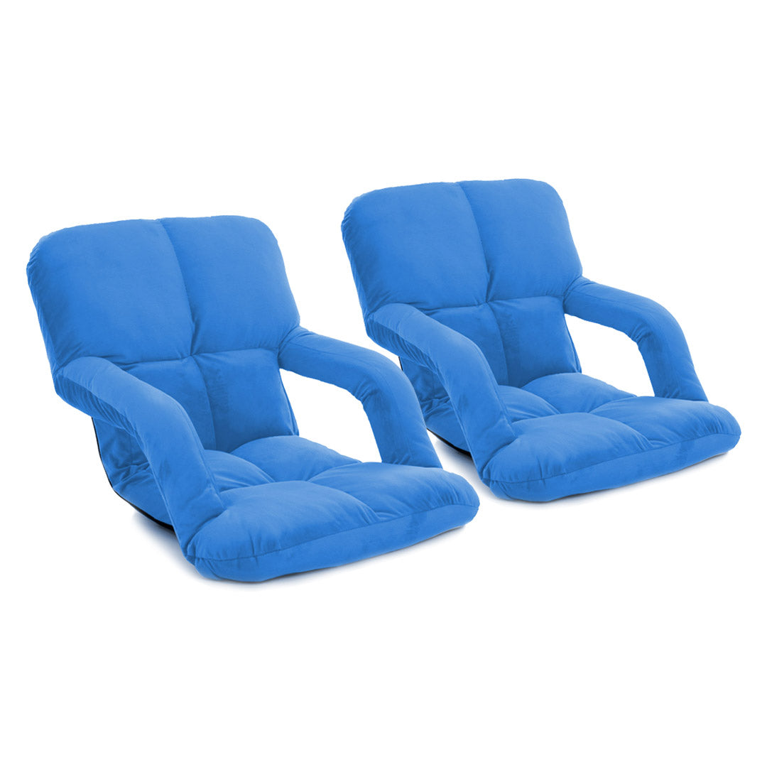 SOGA 2X Foldable Lounge Cushion Adjustable Floor Lazy Recliner Chair with Armrest Blue - Kid-Recliner Chair-PEROZ Accessories