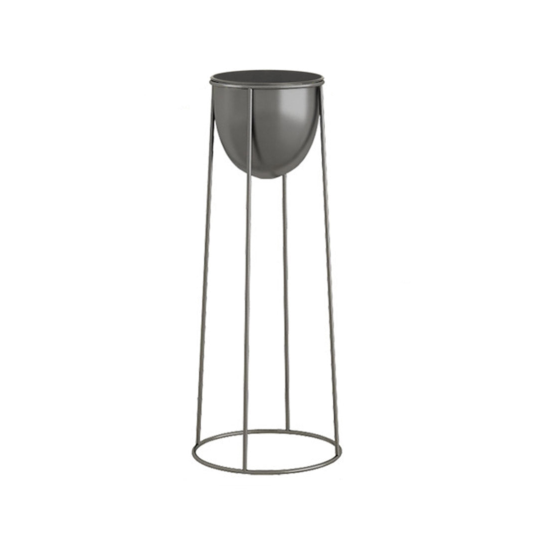 SOGA 50cm Round Wire Metal Flower Pot Stand with Black Flowerpot Holder Rack Display-Indoor Pots, Planters and Plant Stands-PEROZ Accessories