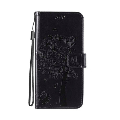 Anymob Xiaomi Redmi Case Black Tree Book Leather Flip Phone Cover Wallet 3D Case Cover Protection-Mobile Phone Cases-PEROZ Accessories