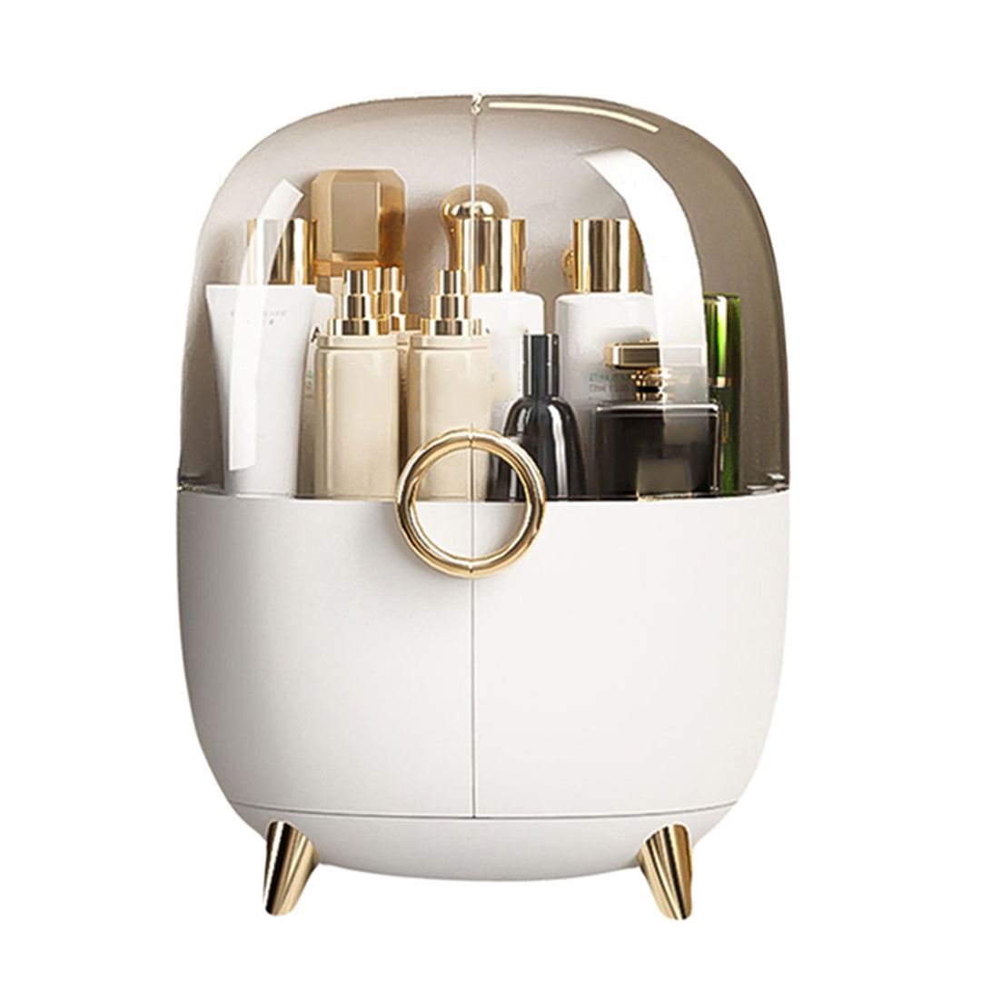 SOGA White Transparent Countertop Makeup Organiser Cosmetic Storage Waterproof Dustproof Bathroom Skincare Holder with Lid-Makeup Organisers-PEROZ Accessories