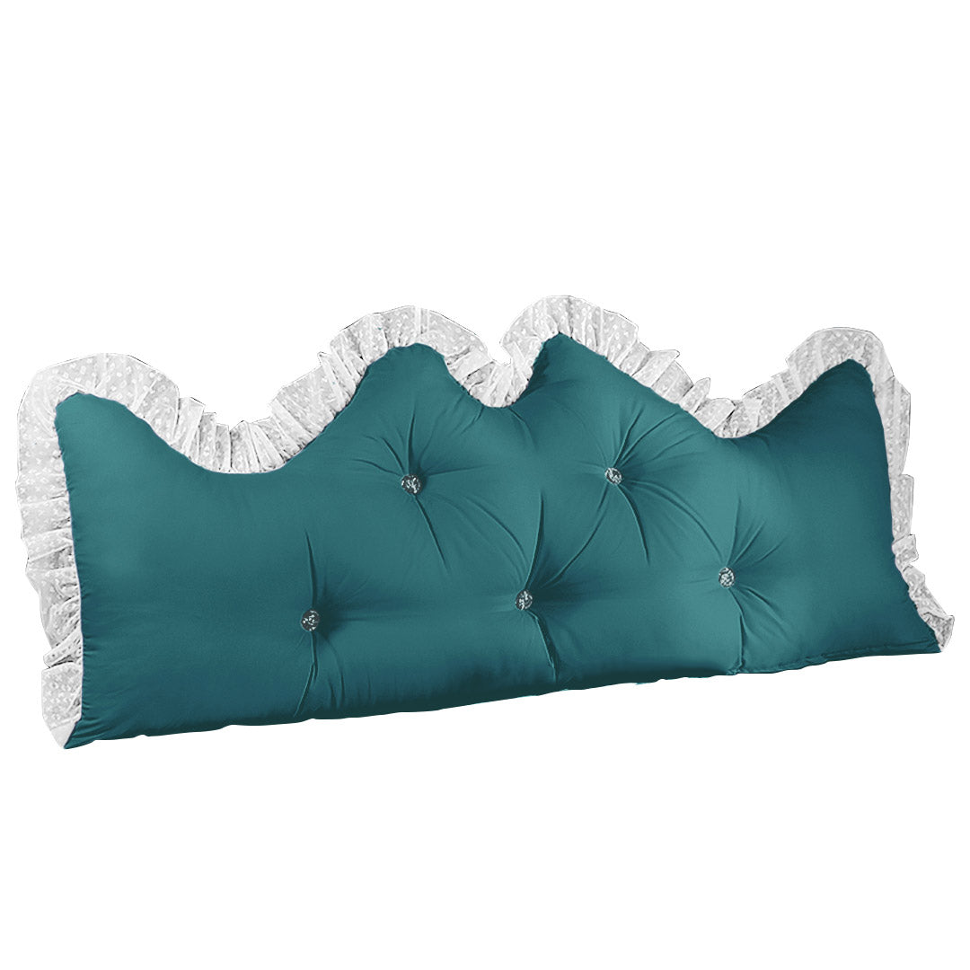 SOGA 120cm Blue Green Princess Bed Pillow Headboard Backrest Bedside Tatami Sofa Cushion with Ruffle Lace Home Decor-Headboard Pillow-PEROZ Accessories