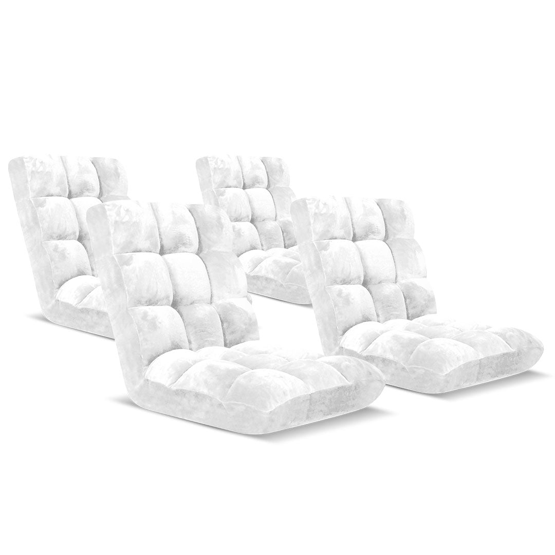 SOGA 4X Floor Recliner Folding Lounge Sofa Futon Couch Folding Chair Cushion White-Recliner Chair-PEROZ Accessories