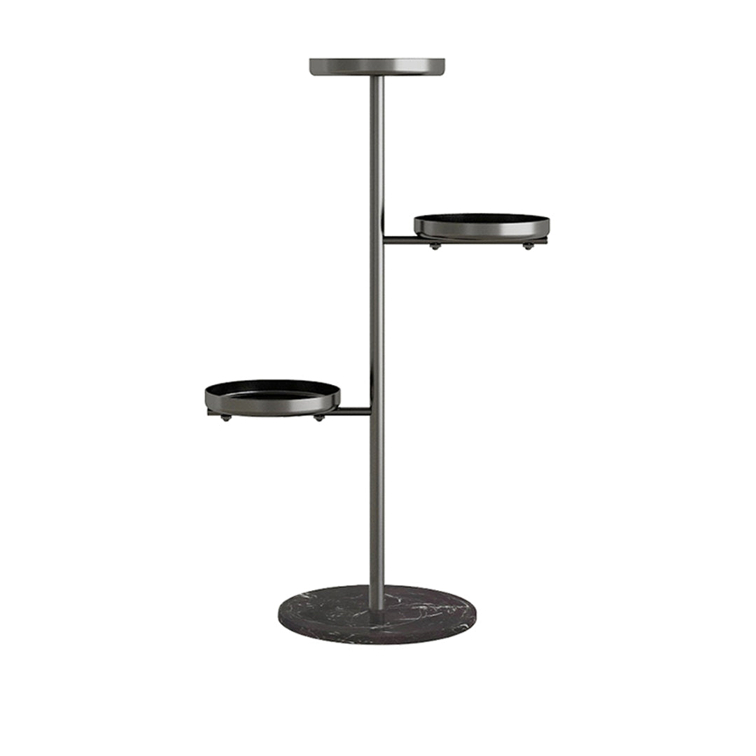 SOGA 3 Tier Black Round Plant Stand Flowerpot Tray Display Living Room Balcony Metal Decorative Shelf-Indoor Pots, Planters and Plant Stands-PEROZ Accessories