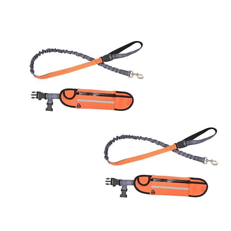 SOGA 2X Orange Adjustable Hands Free Pet Leash Bag Dog Lead Walking Running Jogging Pet Essentials-Dog Collars-PEROZ Accessories