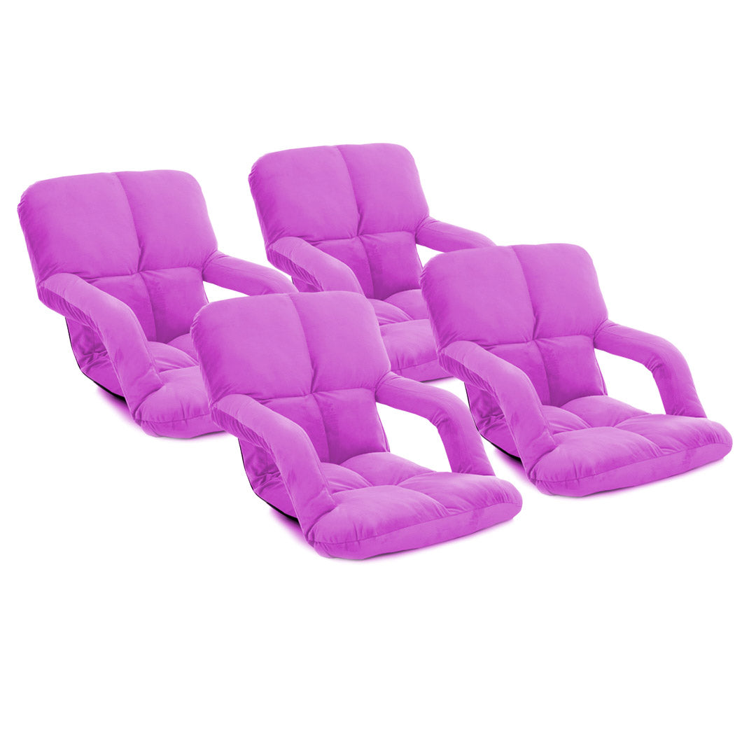 SOGA 4X Foldable Lounge Cushion Adjustable Floor Lazy Recliner Chair with Armrest Purple - Kid-Recliner Chair-PEROZ Accessories