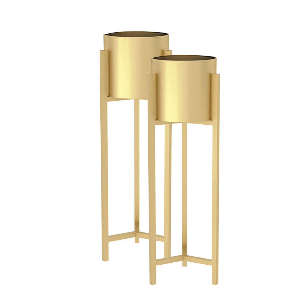 SOGA 2X 75cm Gold Metal Plant Stand with Flower Pot Holder Corner Shelving Rack Indoor Display-Indoor Pots, Planters and Plant Stands-PEROZ Accessories