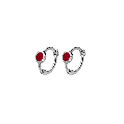 Anyco Fashion Earrings Minimalist Red Zircon Sweet Mini Stud Earrings for Women Real Sterling Silver Teen Girl Party Jewelry-Earrings-PEROZ Accessories