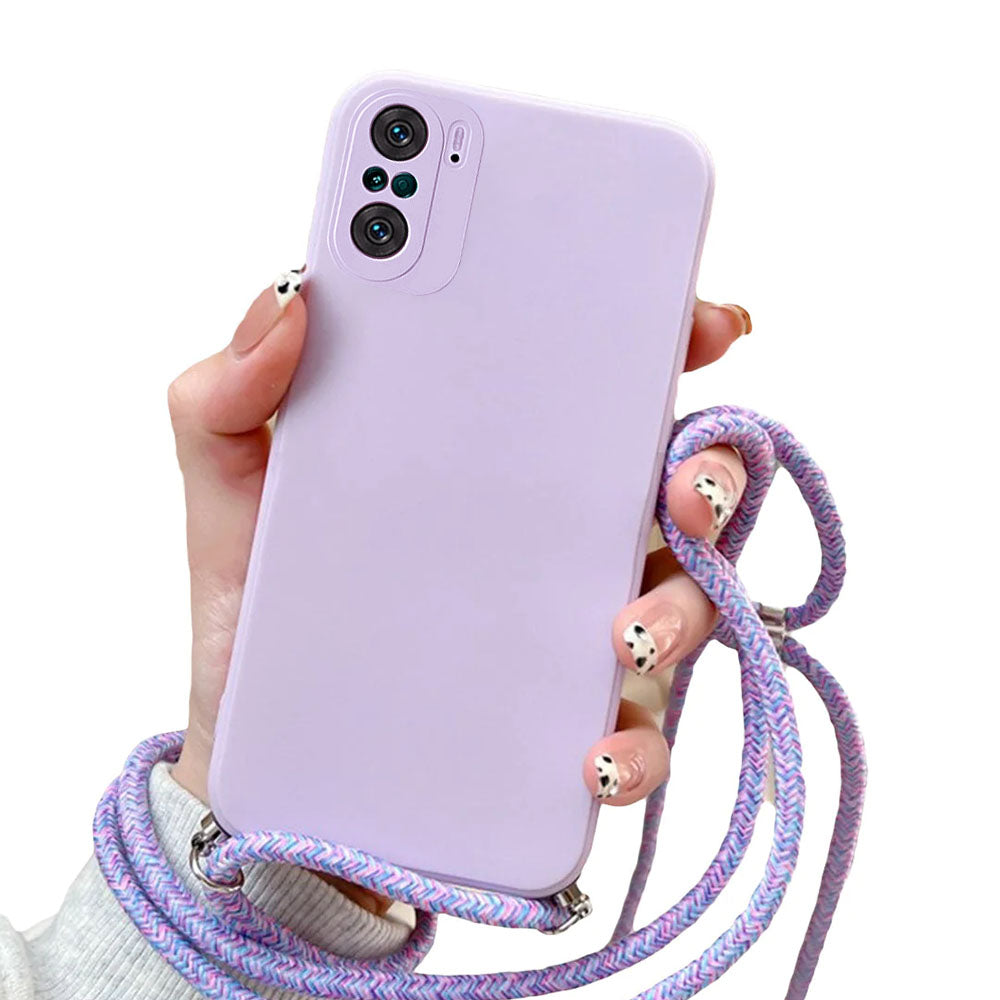 Anymob Xiaomi Phone Case Purple Crossbody Lanyard Soft Silicon For Mi 11T Pro 11 Lite Redmi Note 10 9 Pro Max 10S 9T Mi POCO X3 Compatible-Mobile Phone Cases-PEROZ Accessories